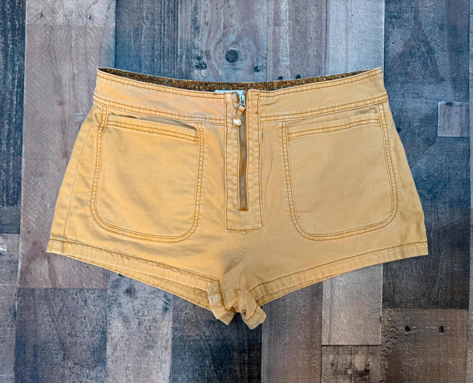 Anthropologie Mustard Color Light Weight Denim Shorts Women Size 14