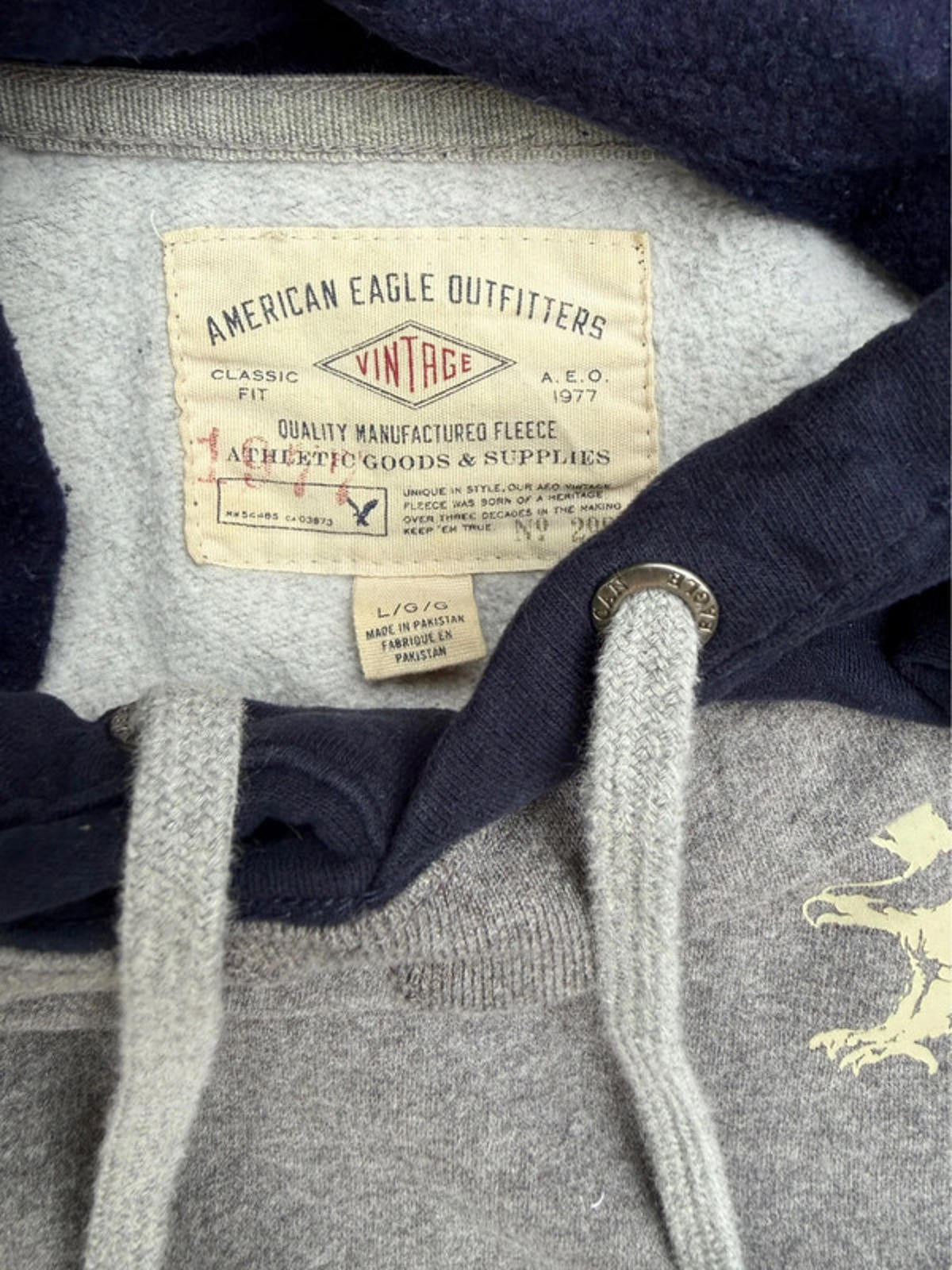 American Eagle Royal Blue & Gray Men’s Hoodie Size XL