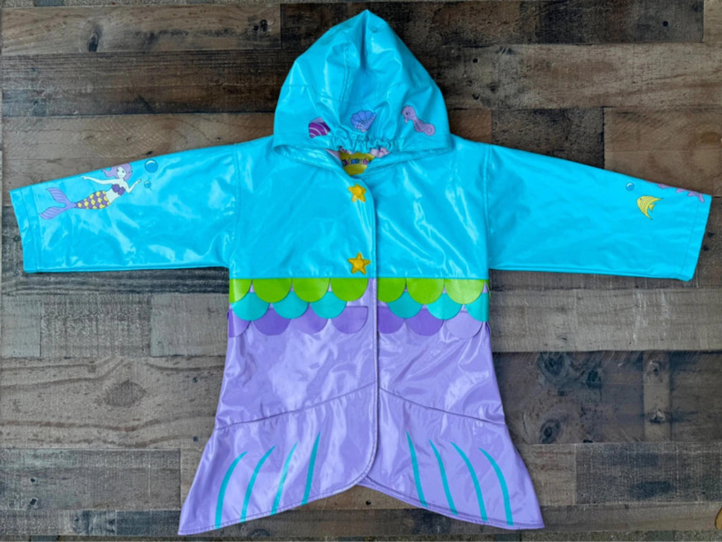 Kidorable Mermaid Kid Girl Rain Jacket Size 4T 5T