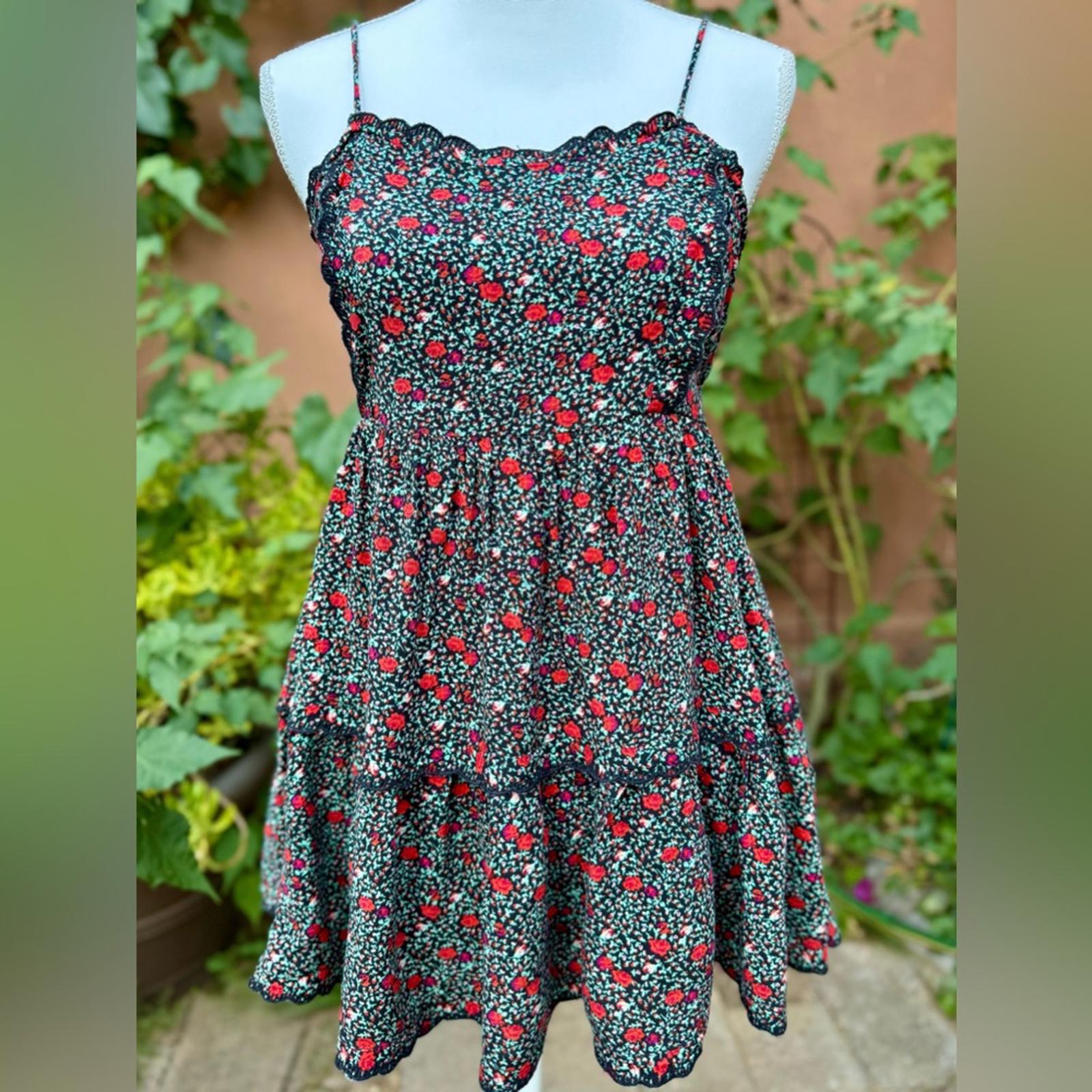 Urban Outfitters Spaghetti Strap Black and Red Floral Dress Size S Small