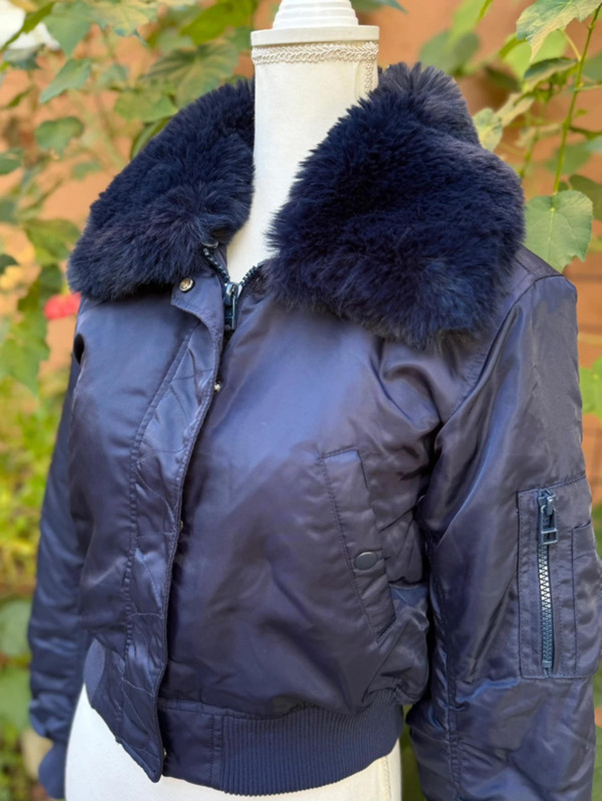 BDG Urban Outfitters Royal Blue Fur Collar Jacket Women’s Size M