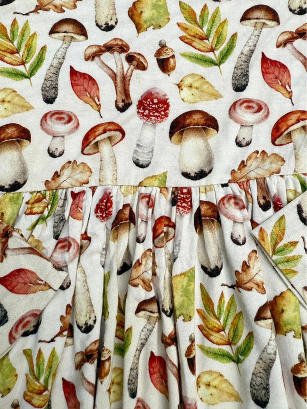 Posh Peanut Mushroom Fall Leaf Print Girls Twirl Dress Size 8