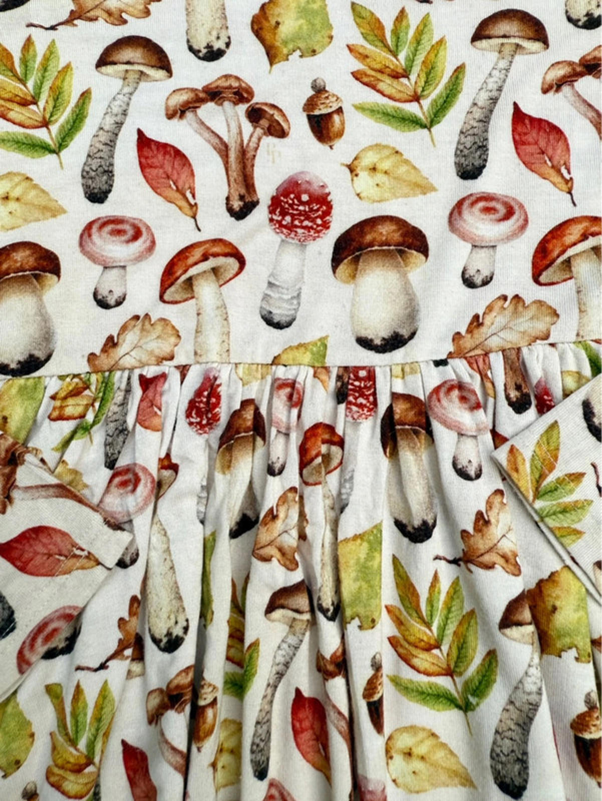 Posh Peanut Mushroom Fall Leaf Print Girls Twirl Dress Size 8