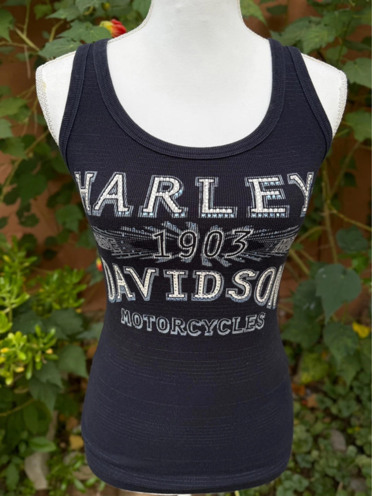 Harley Davidson Moyorcycles Bedazzled Royal Blue Women’s Tank Top Size M