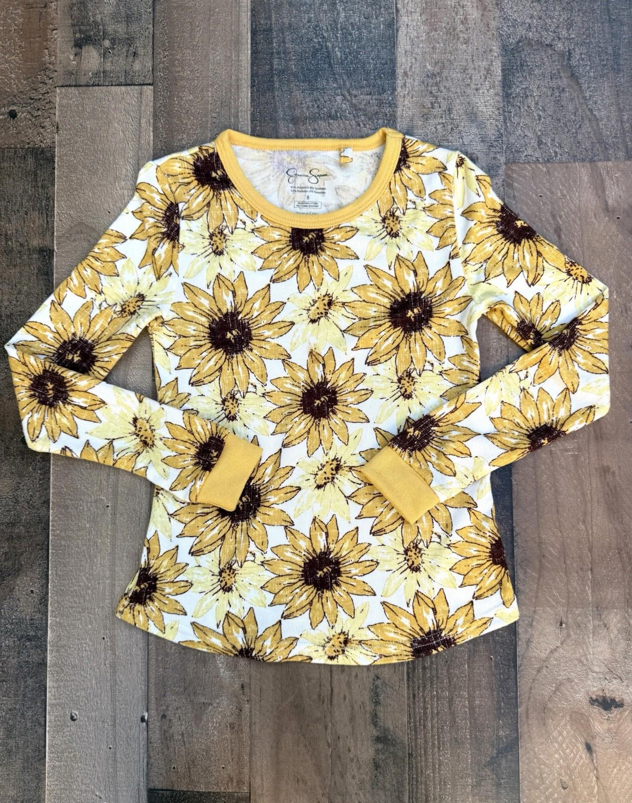 Jessica Simpson Size 8 Girl Sunflower Print Comfy Knit Top Long Sleeved