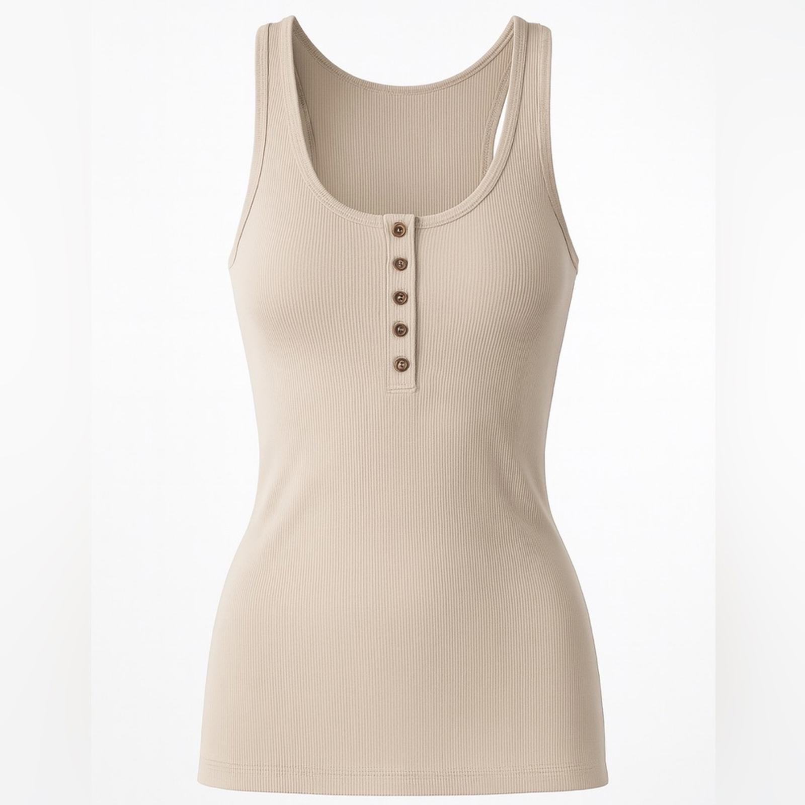 Women's Beige Ribbed Tank Top XL