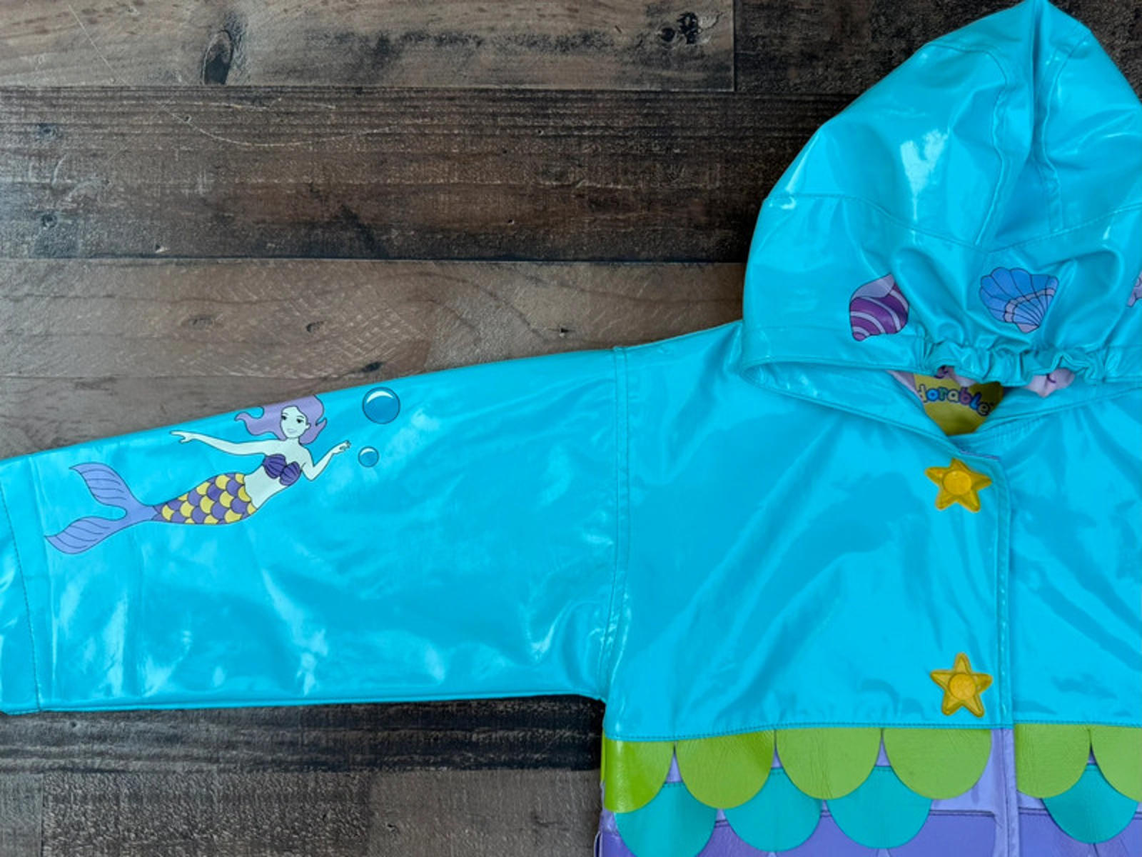 Kidorable Mermaid Kid Girl Rain Jacket Size 4T 5T