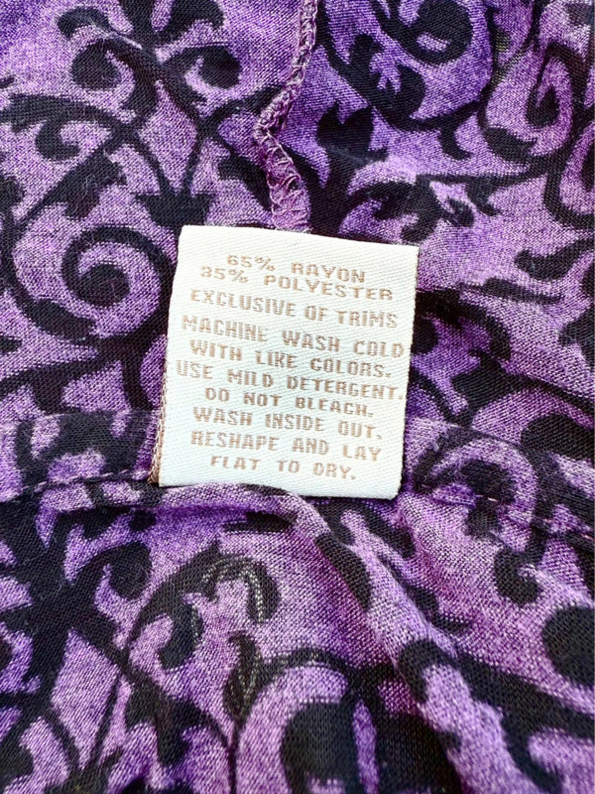 Balance Collection Light Weight Purple Hooded Top Cute Swirl Pattern Women’s Size M