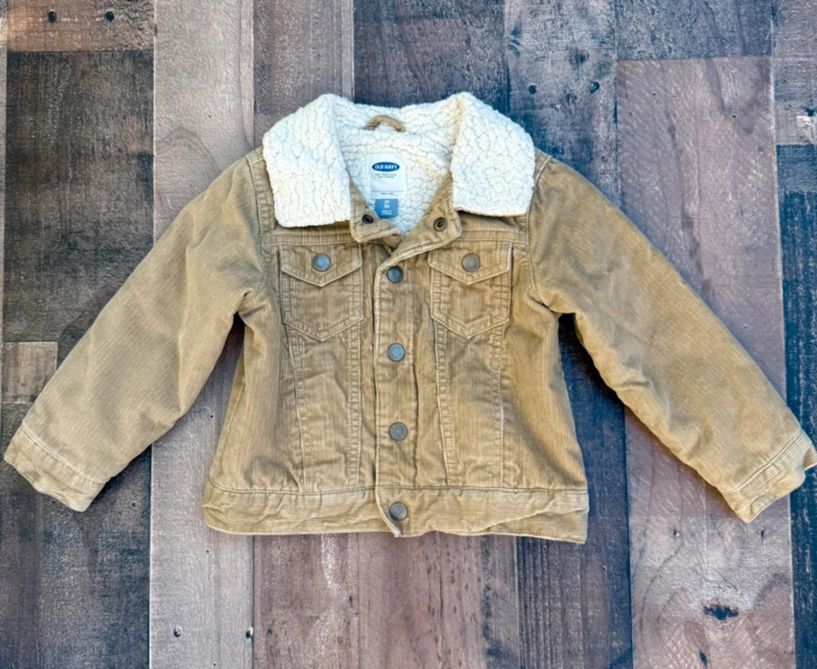 Old Navy Cordoroy Khaki Boys Button Up Jacket Size 3T