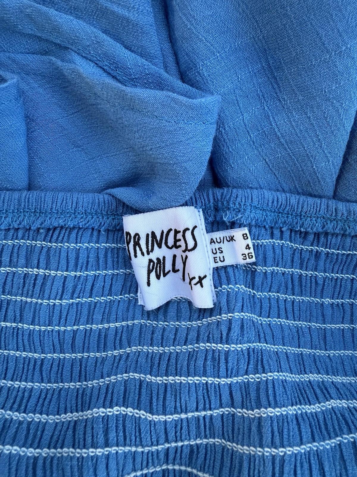 Princess Polly Baby Blue Twirl Halter Style Romper Skirt Shorts Under Size 4
