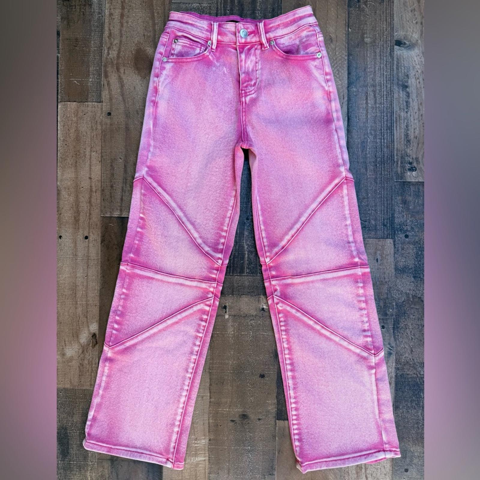 Size 10 Nova Kids Vibrant Pink, Adjustable Waist, Stretched Denim Pants