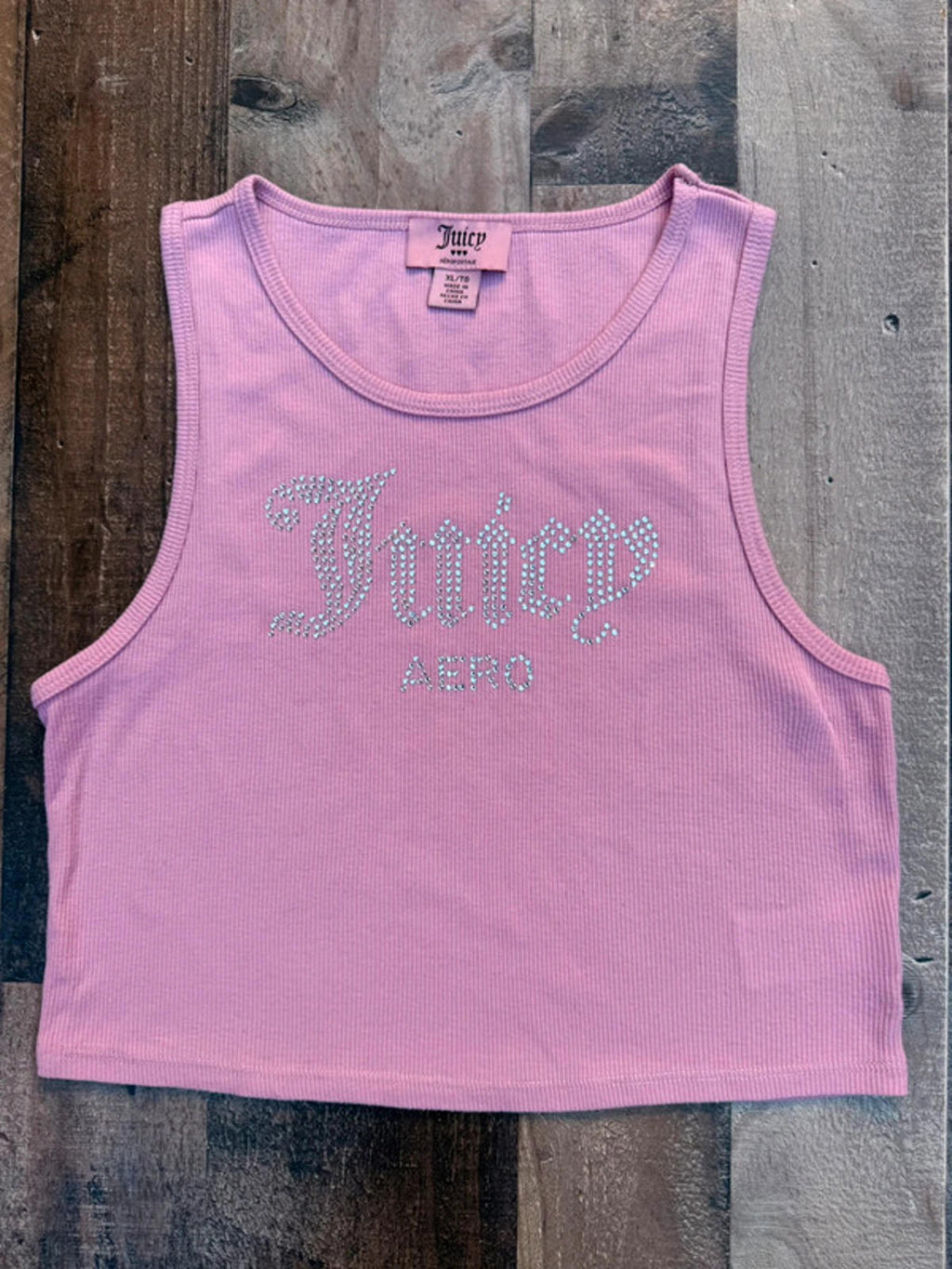 Juicy Aero Colab Dusty Rose, Pinkish Velour Pants & Ribbed Cropped Tank Top Size XL