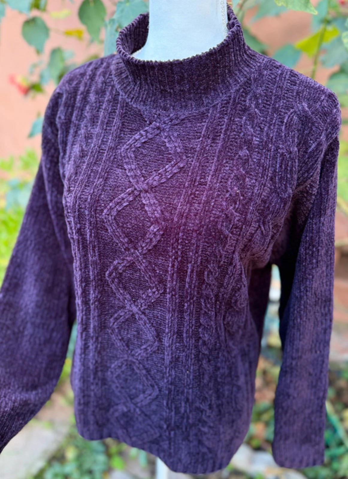 Dressbarn Purple Cable Knit Sweater Women’s Size L