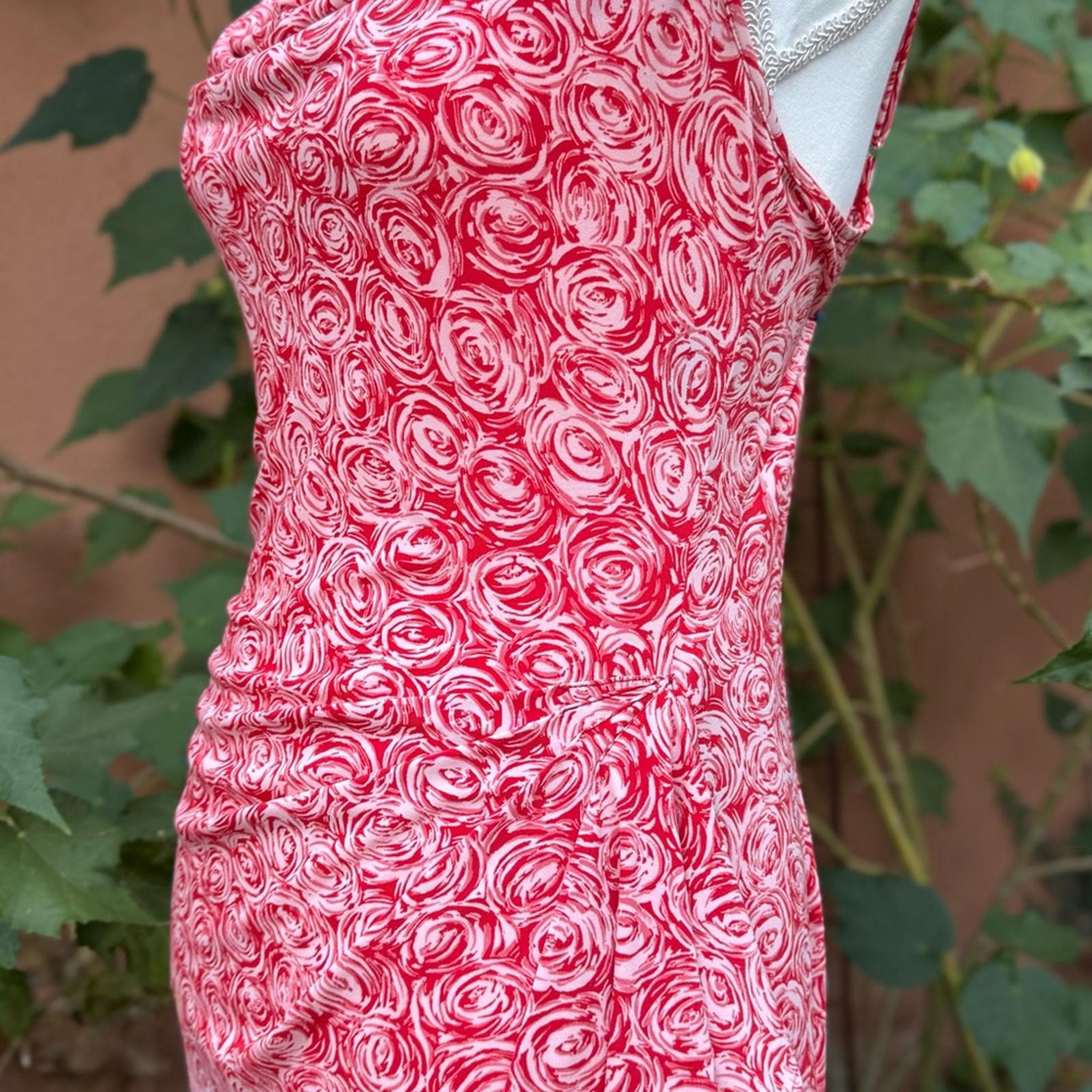 BCBG Max Azria Floral Red and White Dress Size L