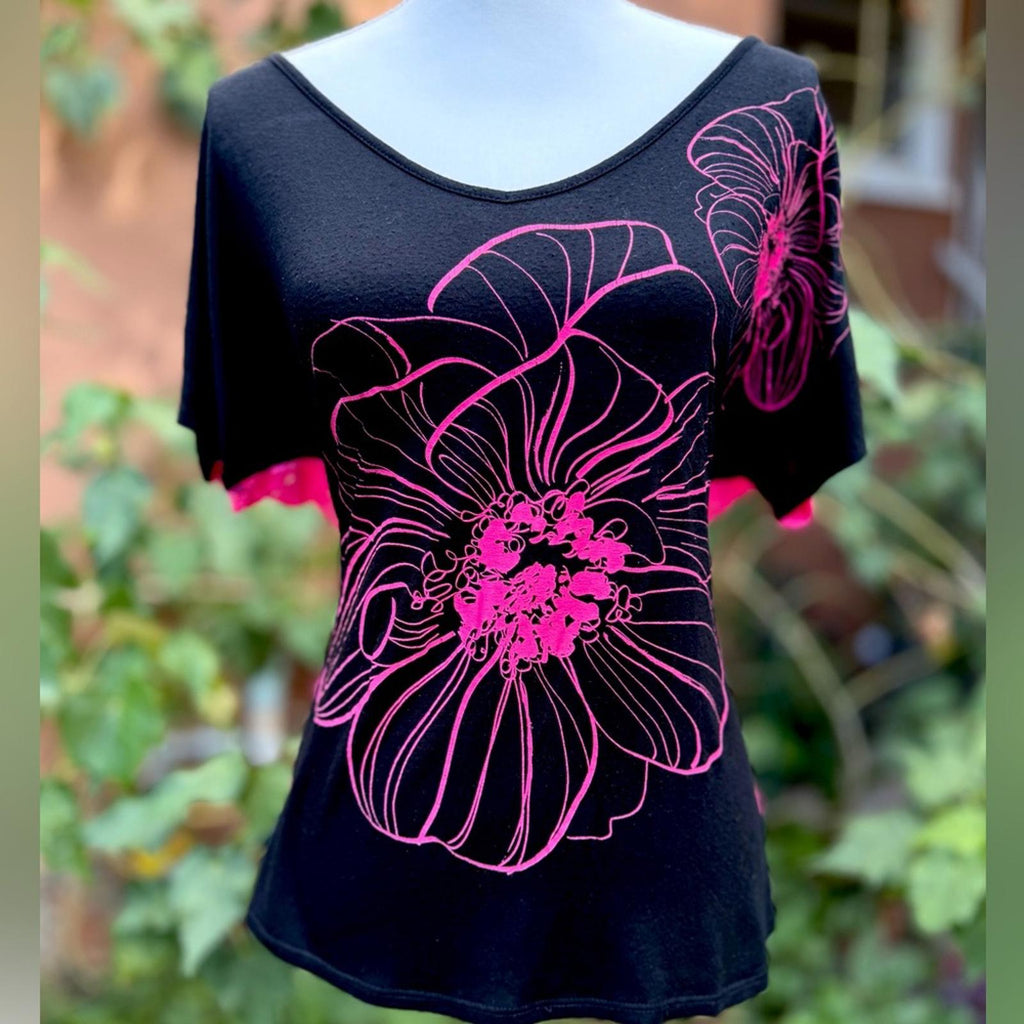 Full Tilt Black and Pink Graphic Short Sleeve Tee