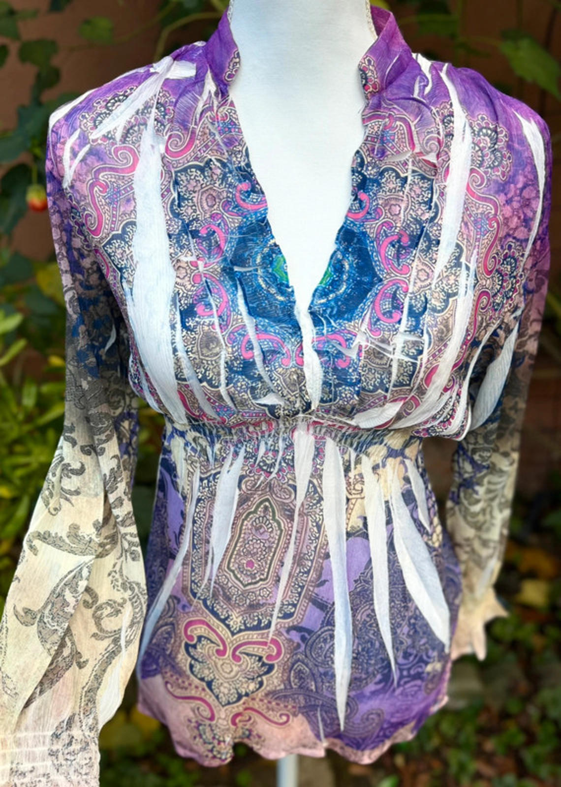 Mushka Sienna Rose Mesh Paisley Boho Print Women Size XS