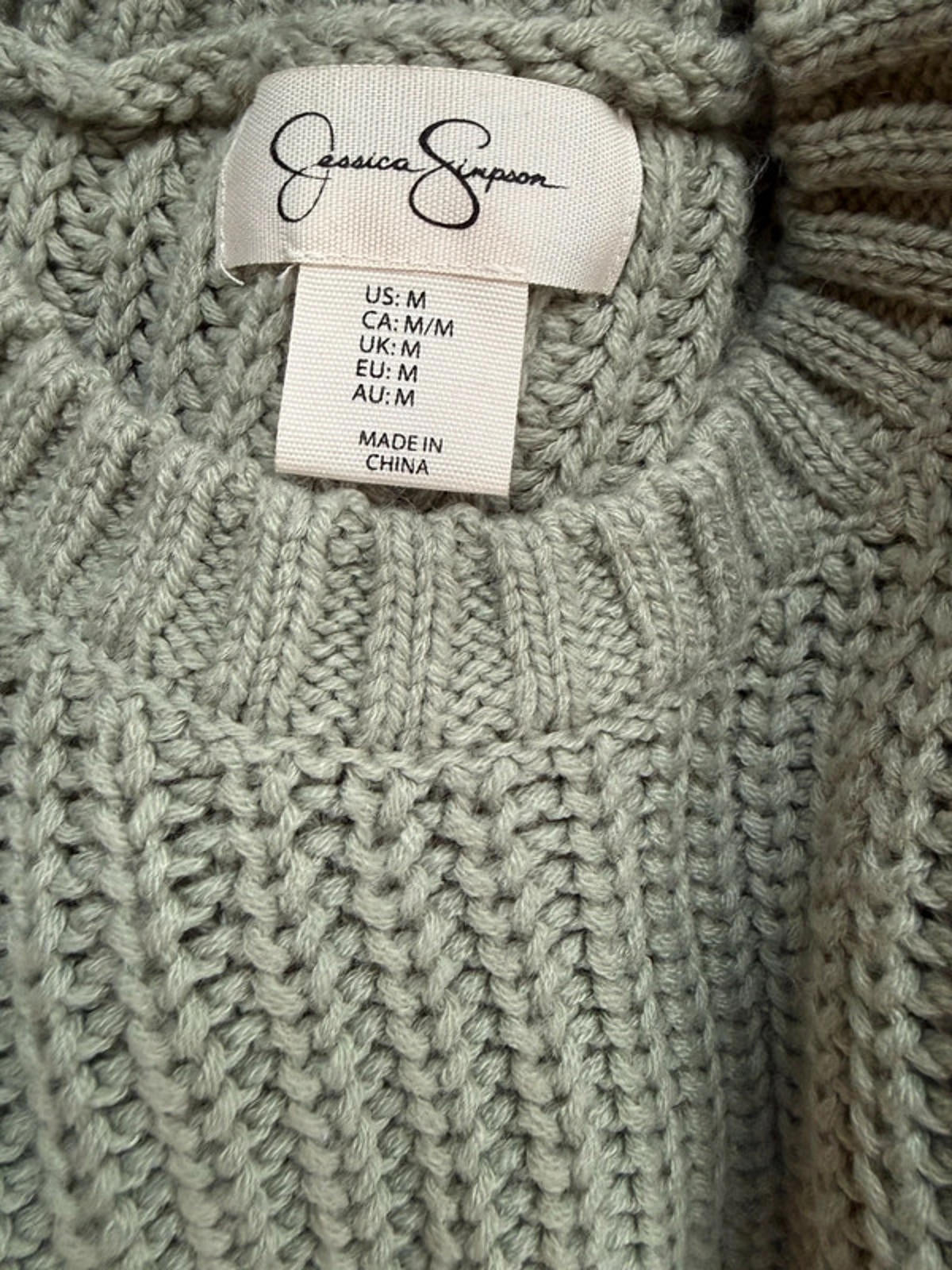 Jessica Simpson Olive Green Polka Dot Sleeved Warm Sweater Women Size M